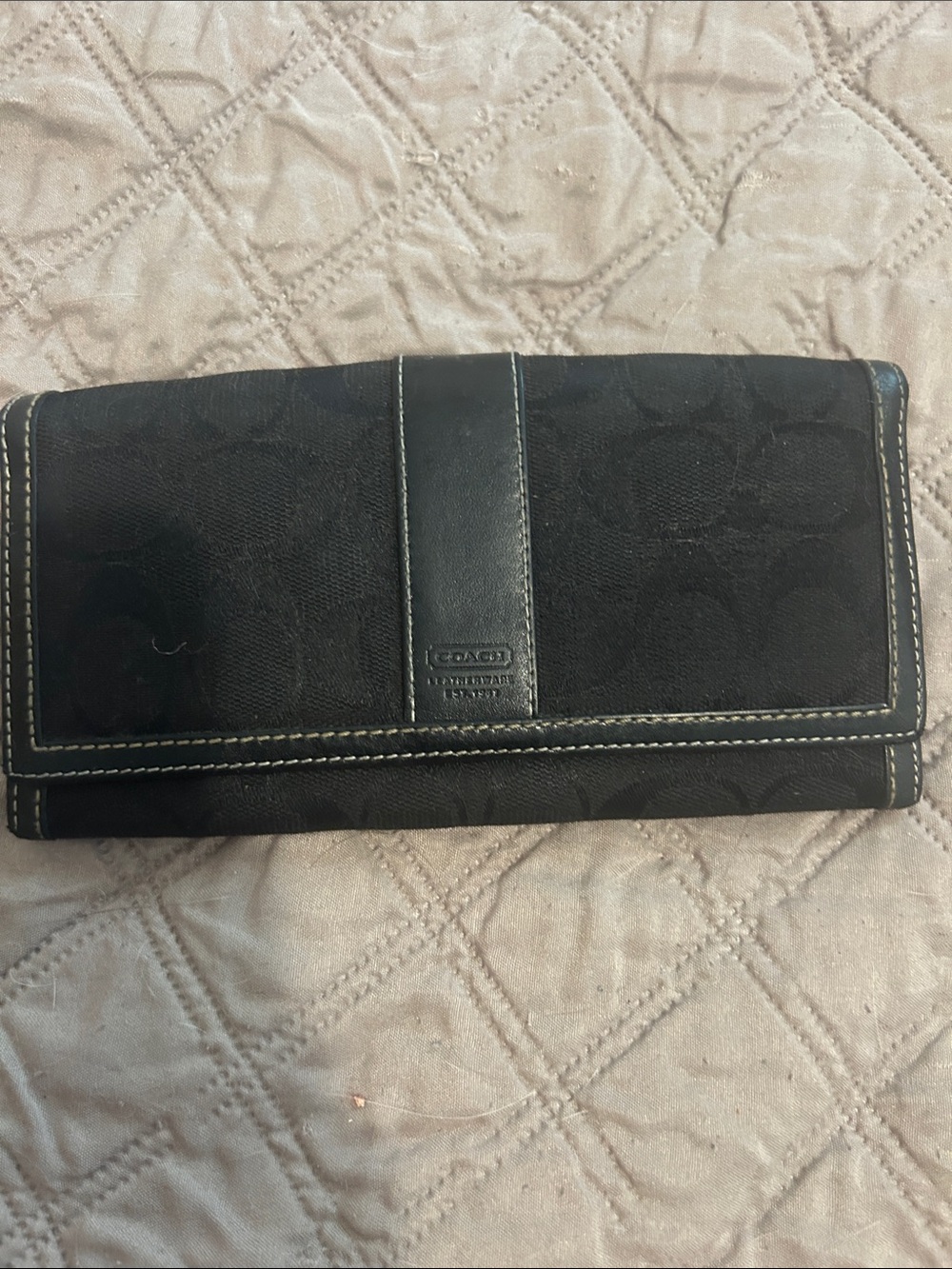 Coach Black Signature Continental Clutch Wallet